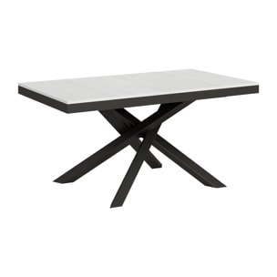 Table extensible 90x160/420 cm Volantis Evolution Frêne Blanc cadre Anthracite