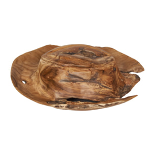 Sculpture chapeau cow-boy en racine de bois de teck, 28 cm, artisanale – CHARIF