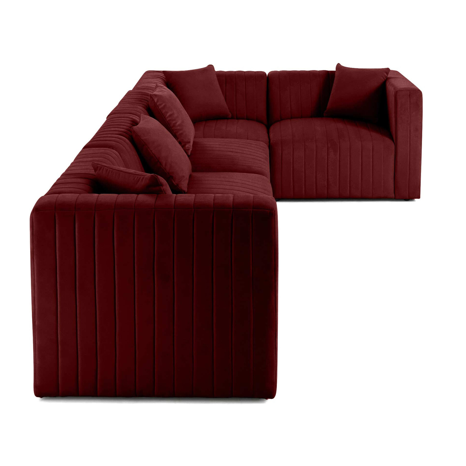 Nova - canapé modulable d'angle réversible - 6 places - en velours - Rouge