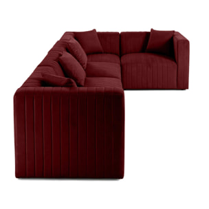 Nova - canapé modulable d'angle réversible - 6 places - en velours - Rouge