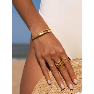 Brazalete Plate Acero Baño Oro