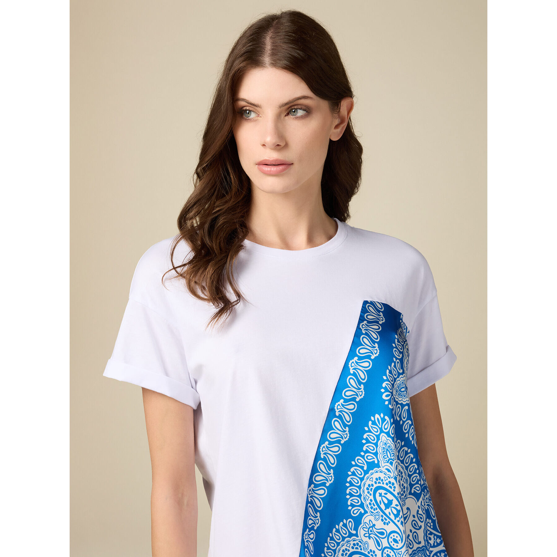 Oltre - Camiseta con fular insertado - Blanco