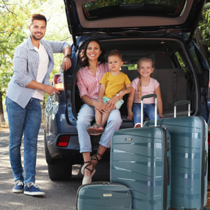 Juego De Maletas Rígidas Pp Jaslen Stuttgart Azul Metalico