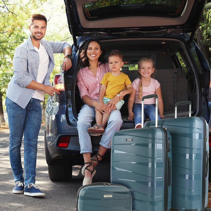 Juego De Maletas Rígidas Pp Jaslen Stuttgart Azul Metalico