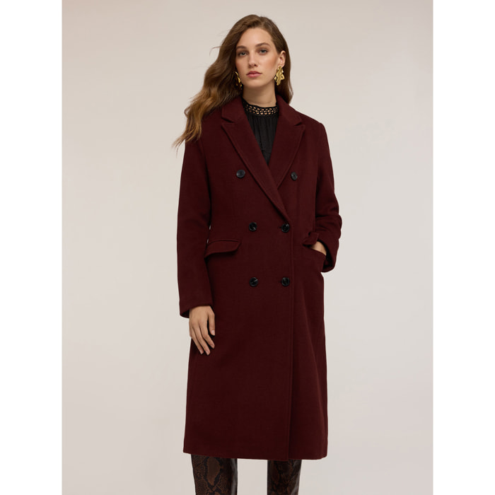 Motivi - Cappotto doppiopetto in drap misto lana - Marrone