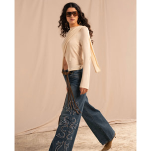 Jersey fino con foulard de mujer