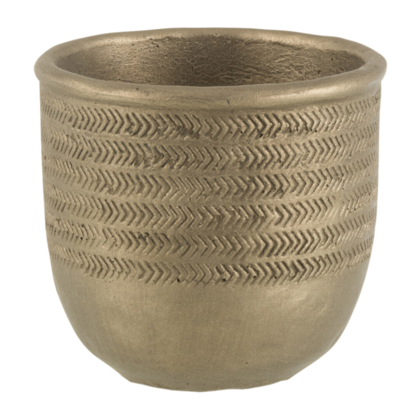 J-Line cache-pot Chalet - ciment - vert/or - small - 2 pièces - Ø 12 cm