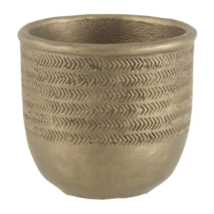 J-Line cache-pot Chalet - ciment - vert/or - small - 2 pièces - Ø 12 cm