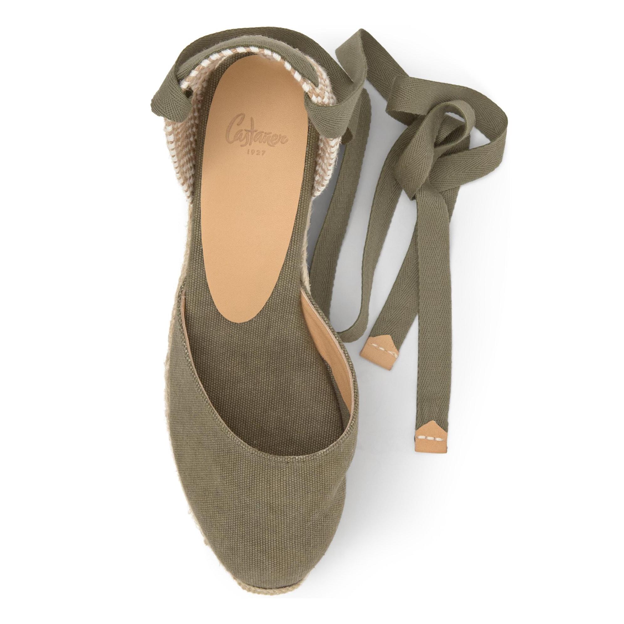 Alpargatas de cuña de mujer Carina en algodón orgánico lavado con cierre de cintas