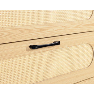 Nagato - commode - cannage et effet bois - 70 cm - Bois
