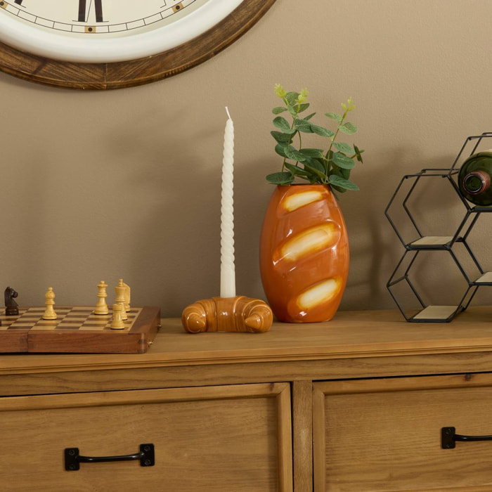 Bougeoir croissant Fra H.5cm marron