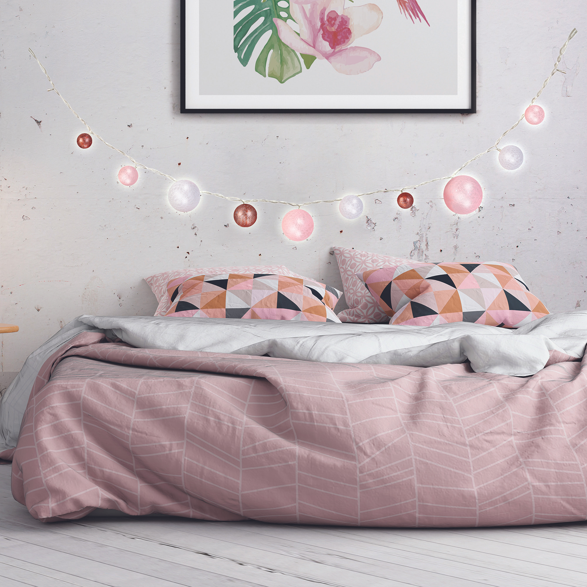 Guirlande Boule 10led Multi-taill Poudre 192cm