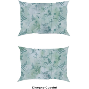 Completo Lenzuola SOFFIONE VERDE 100% Cotone e Made in Italy floreale natura