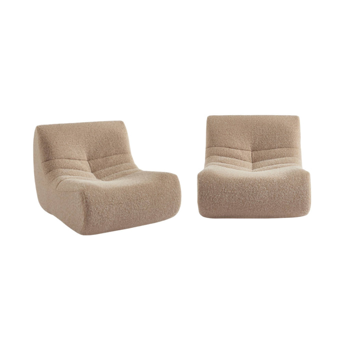Chauffeuse tissu effet alpaca 2 places. beige. style contemporain. L 91 x P 105 x H 72cm