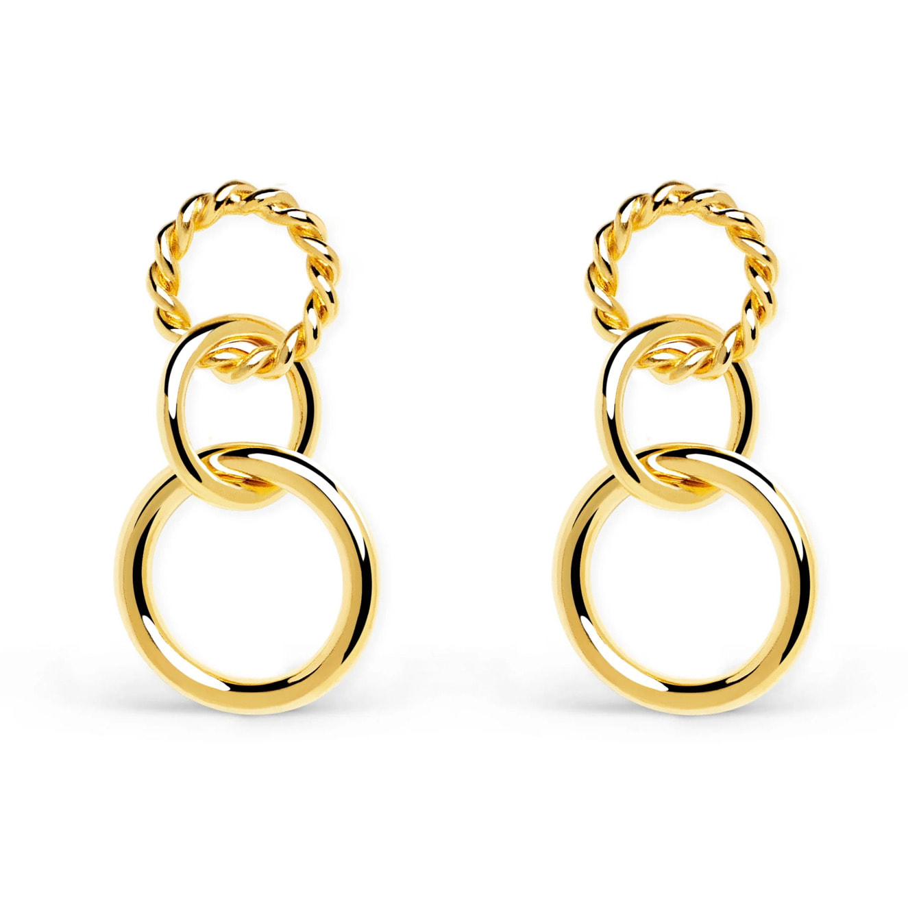 Pendientes Circles Twist Baño Oro