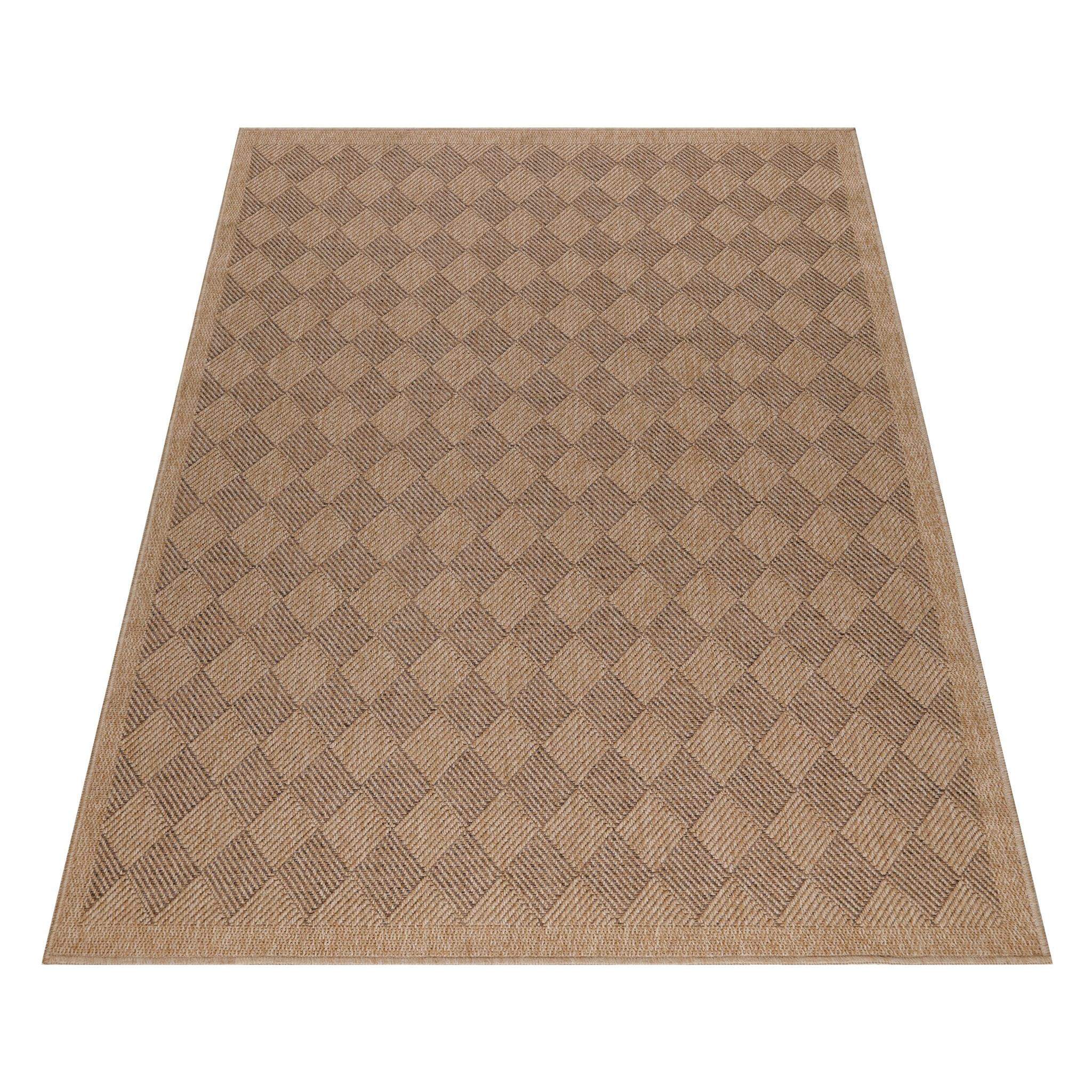 DHAKA - Tapis intérieur/extérieur aspect jute tissage chevron noir
