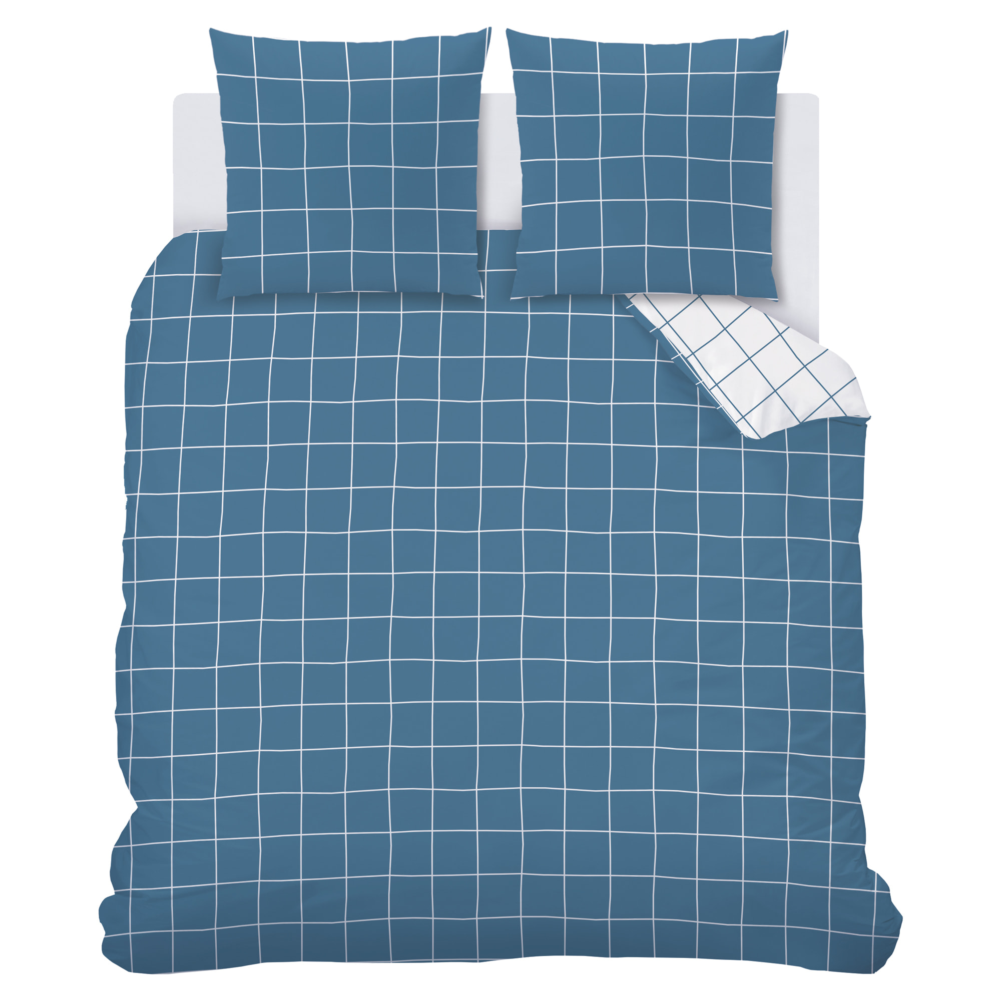 Parure de lit imprimée 100% coton, CHECKS
