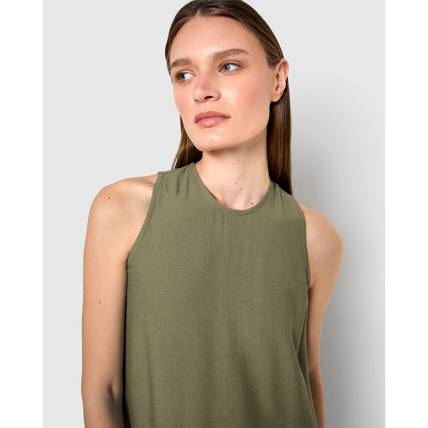 Vestido largo sin mangas fluido verde