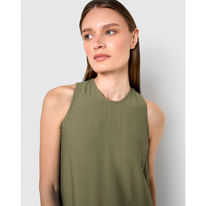 Vestido largo sin mangas fluido verde