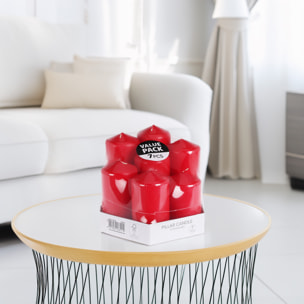 set de velas rojas sin esencia: 7 tamaños surtidos en caja retractilada