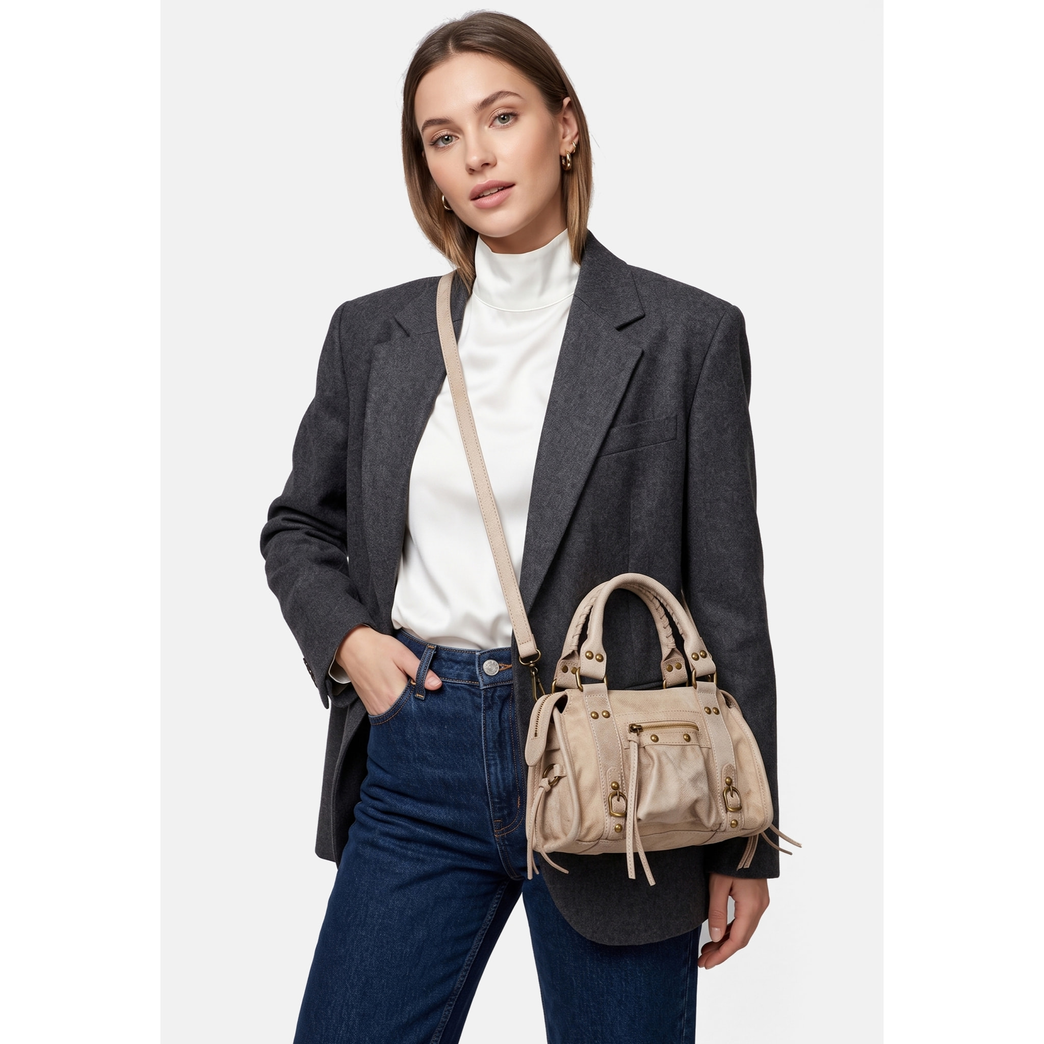 Borsa a spalla da donna - Modello Erisia - Vera pelle - 25.0 x 15.0 x 10.0 cm