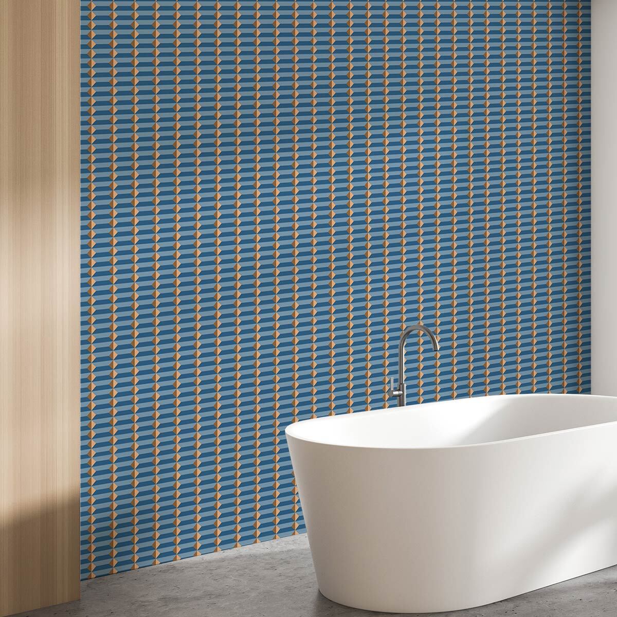 Papier peint, op art bleu Intissé