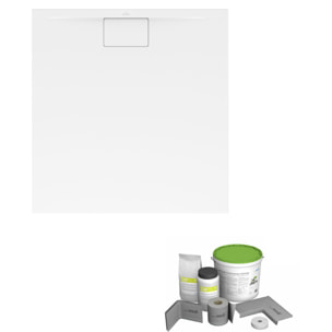 Pack receveur de douche antidérapant 80 x 80 Architectura Metalrim carré edelweiss + Kit d'étanchéité WEDI