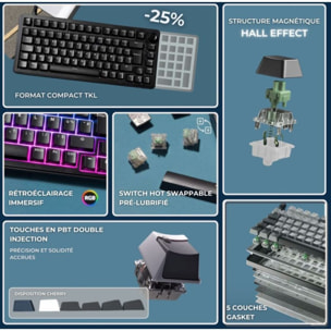 Clavier gamer THE G-LAB KEYZ ELITE 300 HE B Magnetique