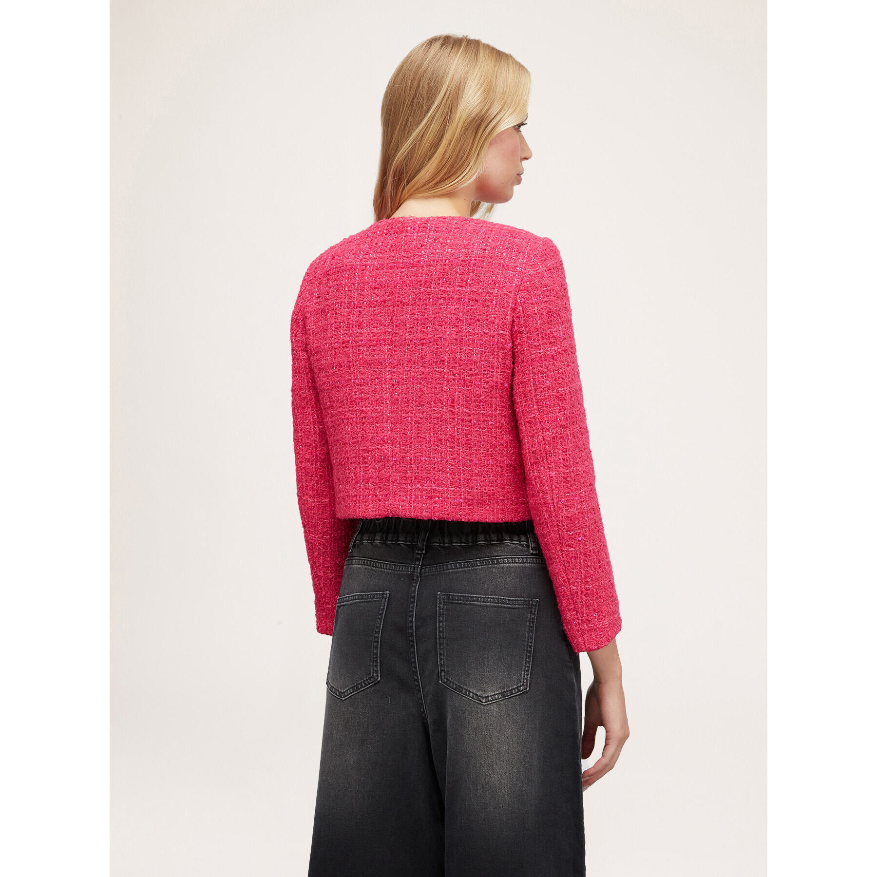 Motivi - Chaqueta de tweed con rosa de tela - Fuchsia