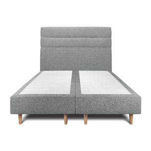 Lit avec tête de lit bandes horizontales tissu et sommier tapissier Ep20