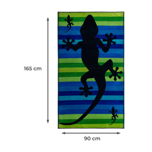 Telo Mare Spugna Jacquard Spiaggia Disegno Geko Stripe