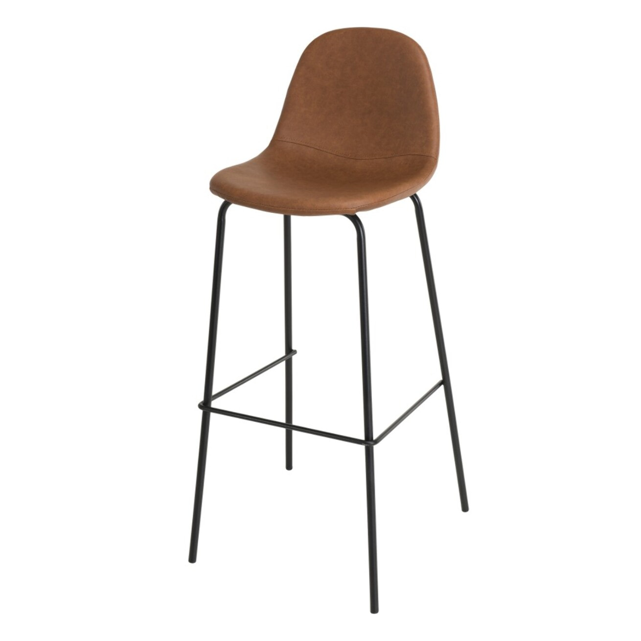 TOM - Lot de 2 tabourets de bar John marron hauteur d'assise 80cm