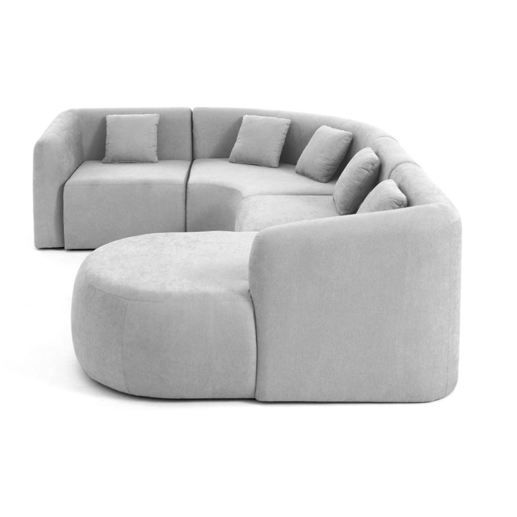 Ikare - canapé modulable d'angle droit - 5 places - avec méridienne - en tissu - Gris clair