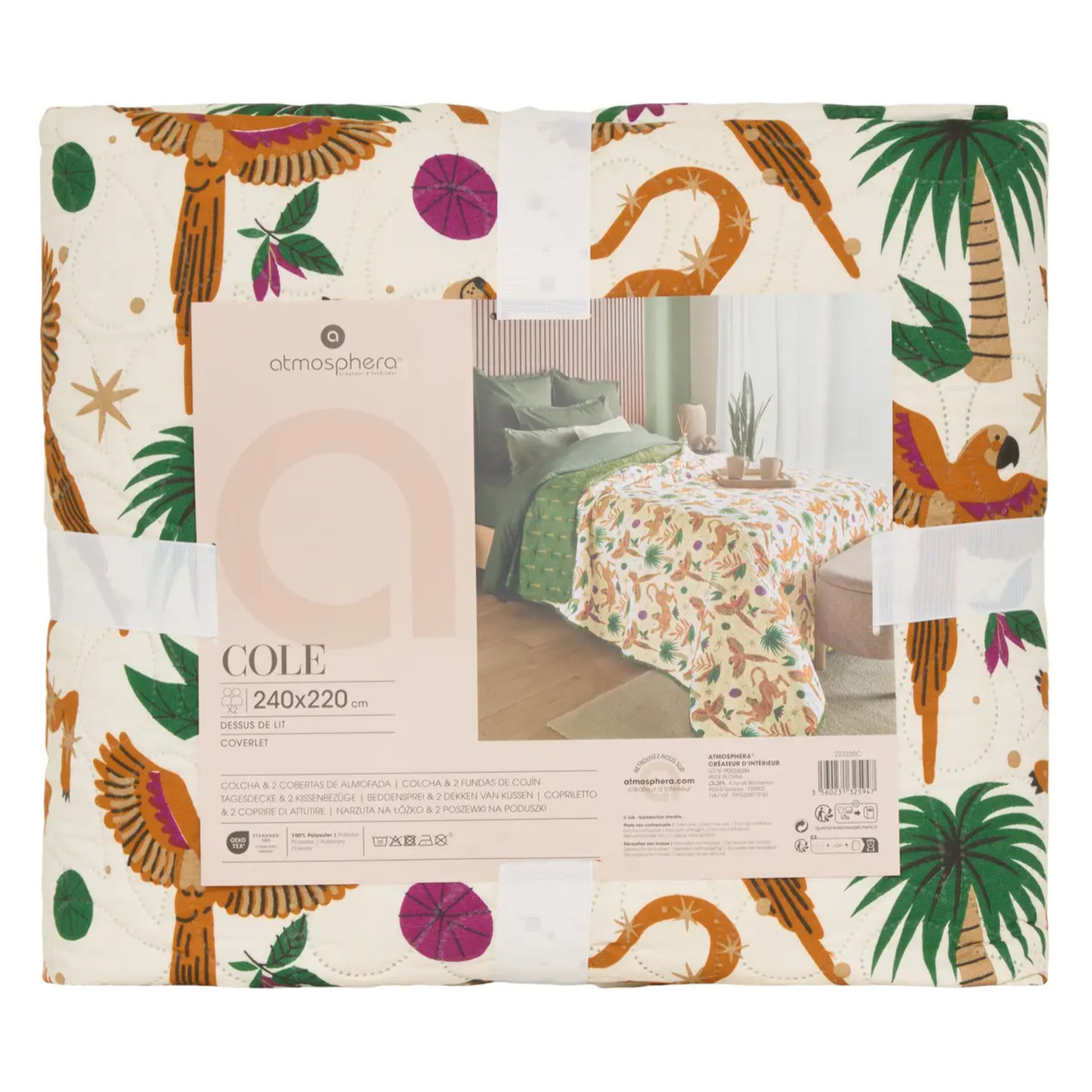 Dessus de lit Cole 220x240cm imprimé jungle