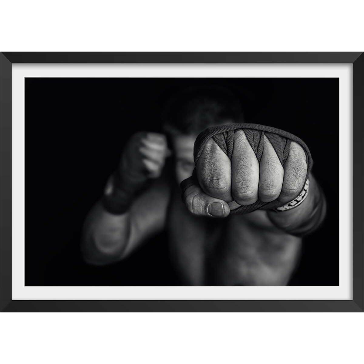 Affiche boxe left wing Affiche sous cadre noir