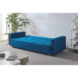 Canapé scandinave convertible 3 places en tissu bleu canard COOPER