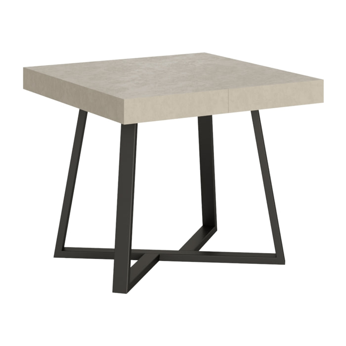 Table extensible 90x90/194 cm Zeplir cachemire pieds anthracite