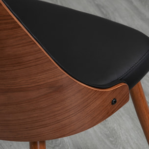 HOMCOM Set de 2 Sillas de Comedor Sillas de Cocina Modernas con Asiento Tapizado en PU y Patas de Madera para Salón Oficina Dormitorio Carga 120 kg 50,5x59x82 cm Negro