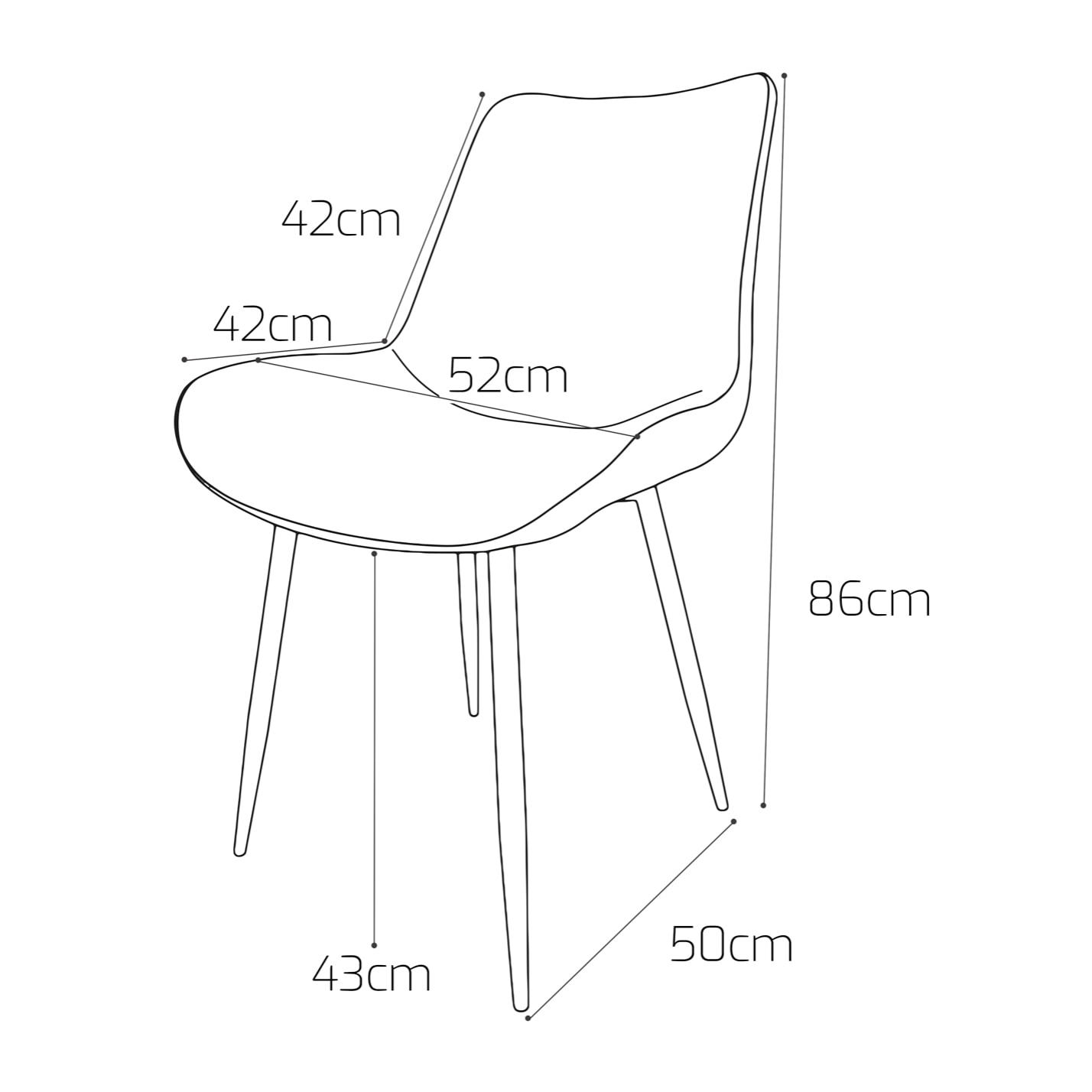 BERLINO - Set di 2 sedie di design in leatherette imbottita. Set di 2 sedie da pranzo, ufficio, studio. Sedute in ecopelle color crema