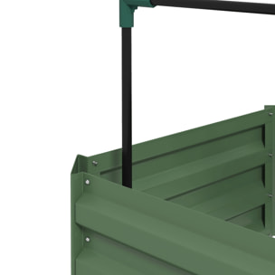 Carré potager de jardin avec tuteur modulable tôle d'acier ondulée vert