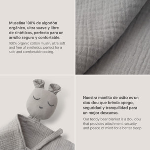 Capa Baño 1X1 Mod Oso+Dudu Muselina Gris