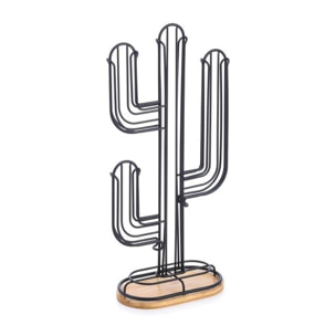 Distributeur de dosettes cactus design industriel Bois & Acier ELIE Noir mat MSV