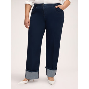Fiorella Rubino - Jeans Wide Leg con maxi risvolto - Blu