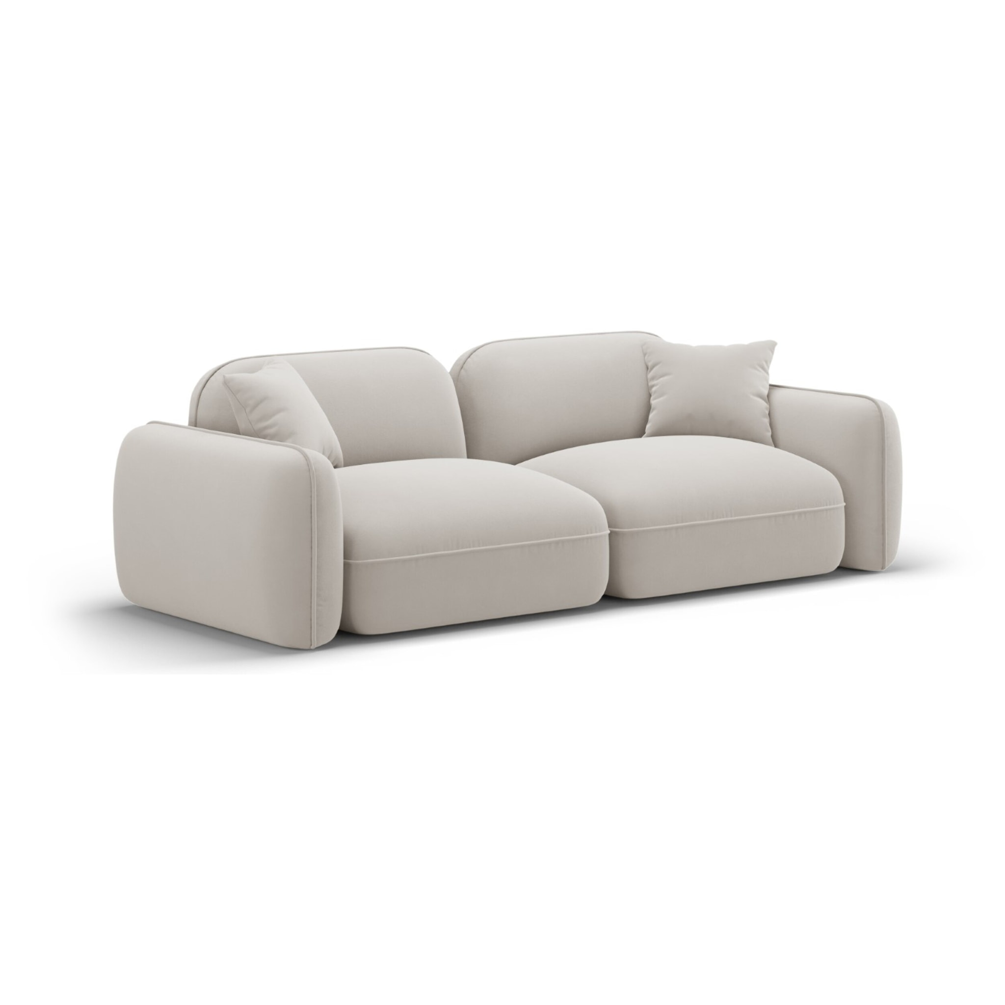 Canapé modulable "Lucien" 3 places en velours beige clair