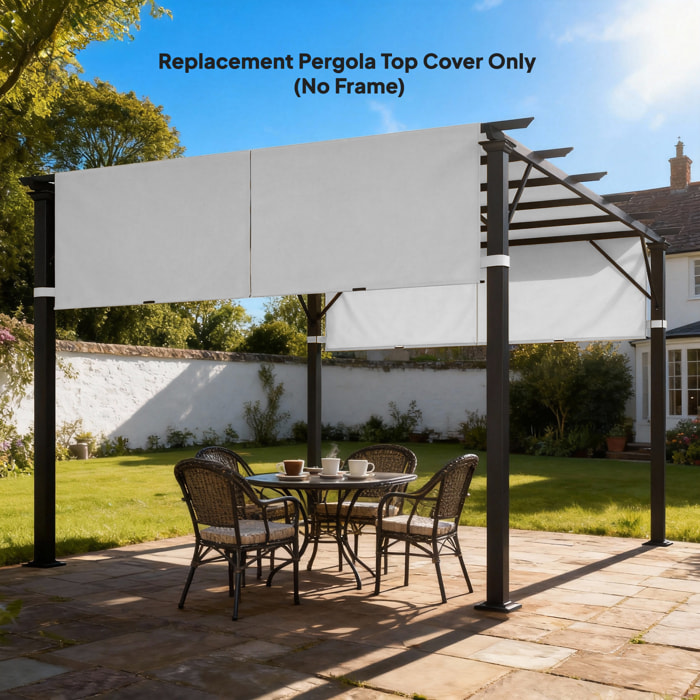 Lot de 2 toiles de rechange pergola rétractable 3 x 3 m polyester anti-UV30+ gris clair