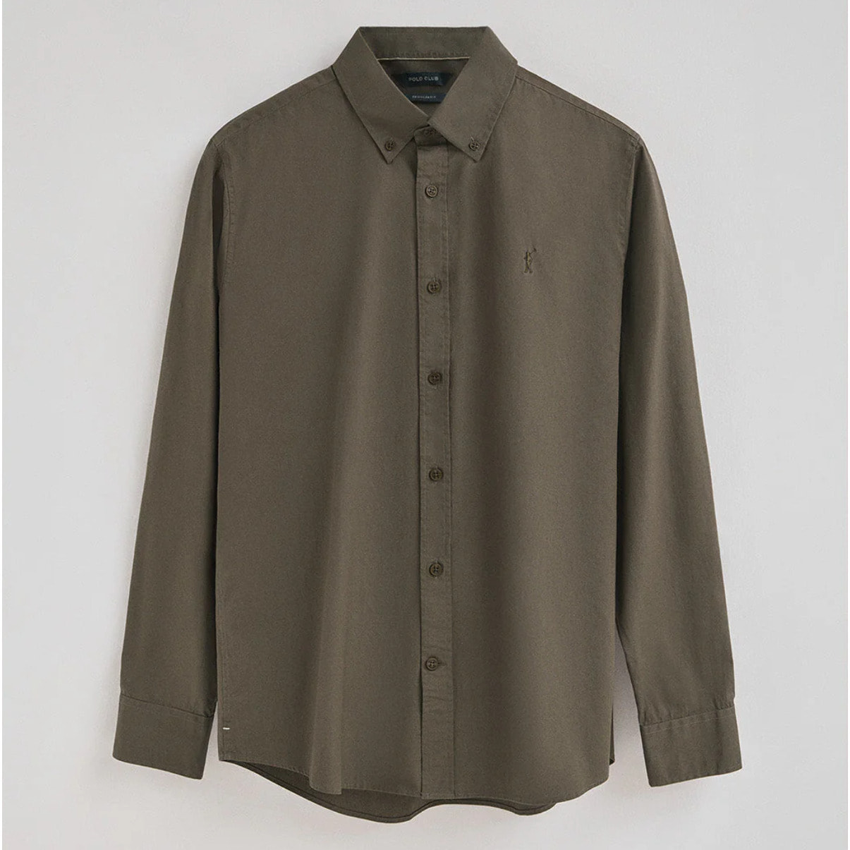 Camicia verde militare in popeline regular fit con logo Rigby Go