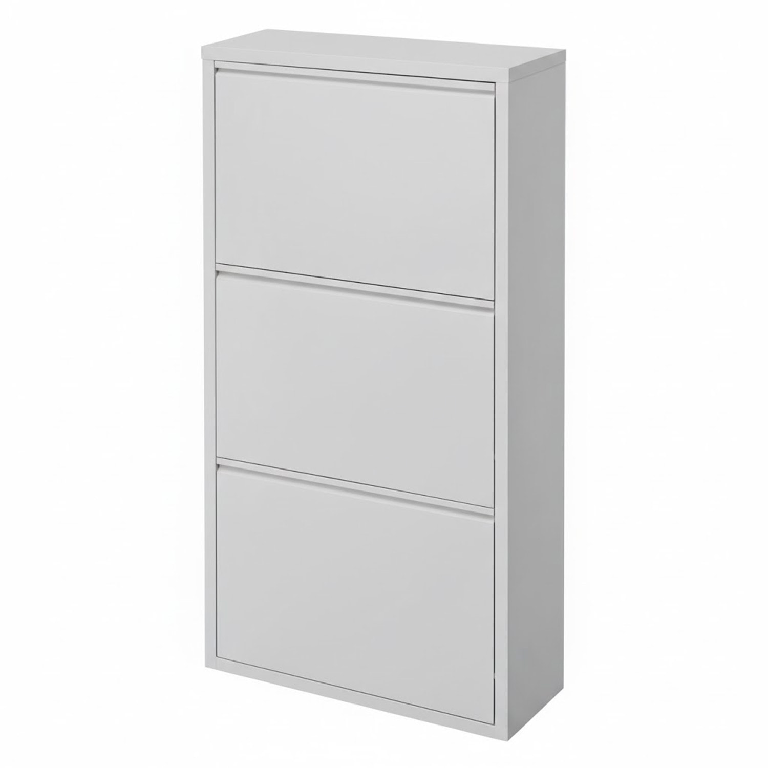 Scarpiera Slim In Metallo 3 Ante A Ribalta Ultra Sottile Salvaspazio Mobile Portascarpe Moderno Ingresso Camera Corridoio 104 x 50 x 15 Cm Grigio