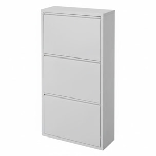 Scarpiera Slim In Metallo 3 Ante A Ribalta Ultra Sottile Salvaspazio Mobile Portascarpe Moderno Ingresso Camera Corridoio 104 x 50 x 15 Cm Grigio