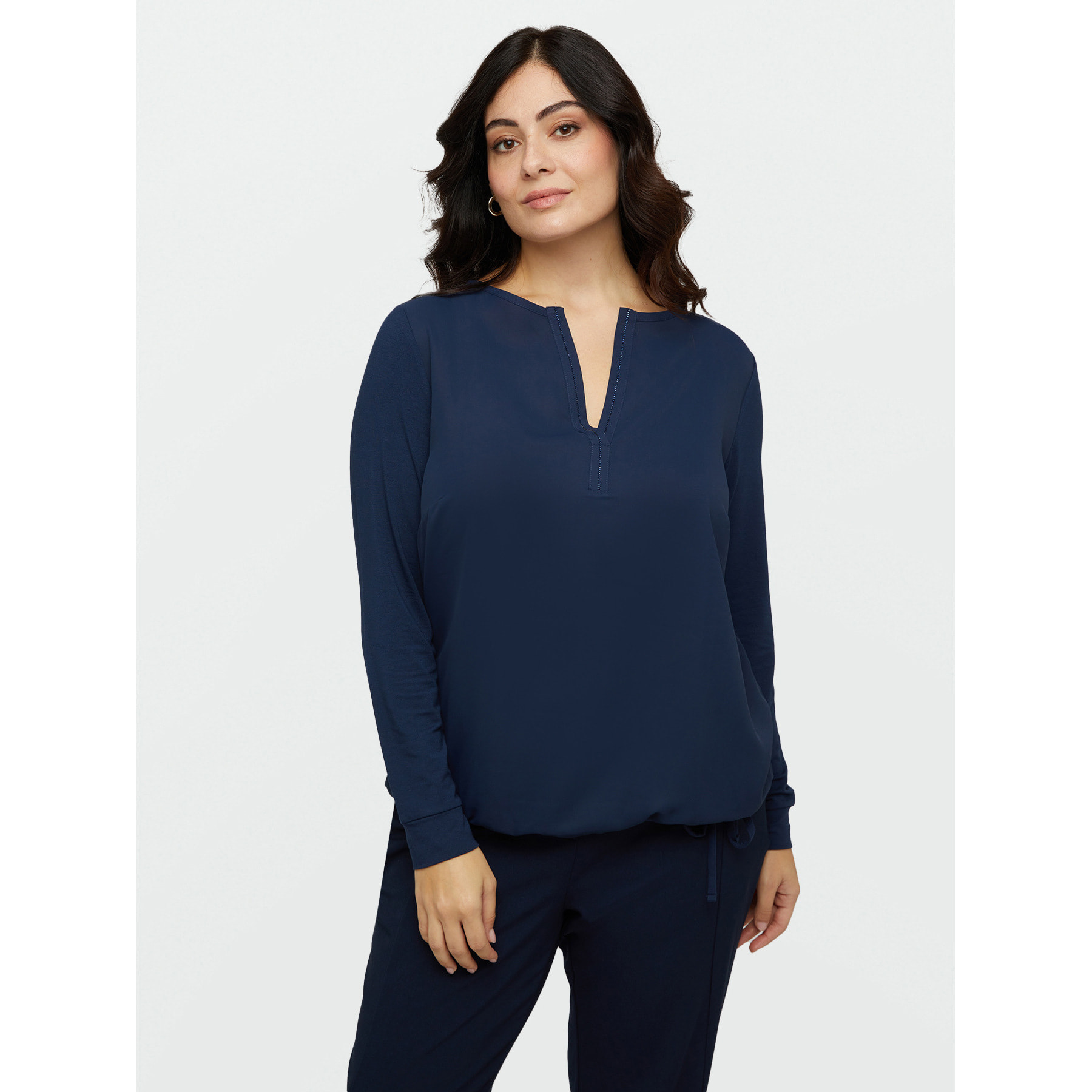 Fiorella Rubino - Camiseta con pedrería de viscosa LENZING™ ECOVERO™ - Azul