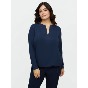 Fiorella Rubino - Camiseta con pedrería de viscosa LENZING™ ECOVERO™ - Azul